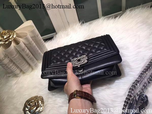 Boy Chanel Flap Shoulder Bag Black Sheepskin Leather A67086 Silver Boy Chanel Flap Shoulder Bag Black Sheepskin Leather A67086 Silver