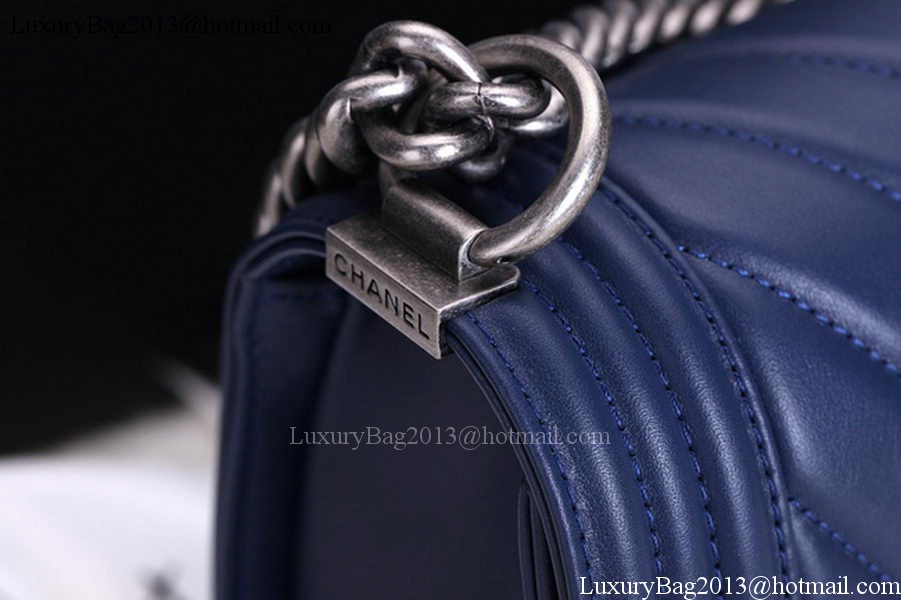 Chanel Boy Flap Shoulder Bags Chevron Calfskin Leather A67086 Blue Chanel Boy Flap Shoulder Bags Chevron Calfskin Leather A67086 Blue