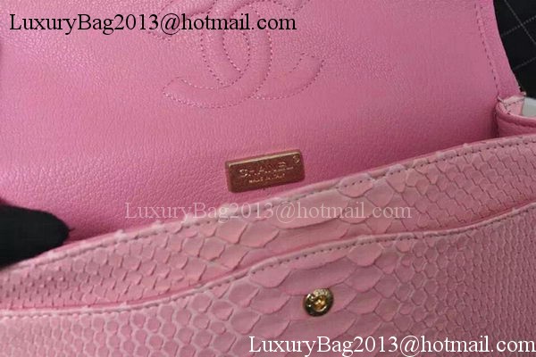 Chanel 2.55 Series Flap Bags Sakura Pink Original Python Leather A1112SA Gold Chanel 2.55 Series Flap Bags Sakura Pink Original Python Leather A1112SA Gold