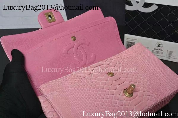 Chanel 2.55 Series Flap Bags Sakura Pink Original Python Leather A1112SA Gold Chanel 2.55 Series Flap Bags Sakura Pink Original Python Leather A1112SA Gold