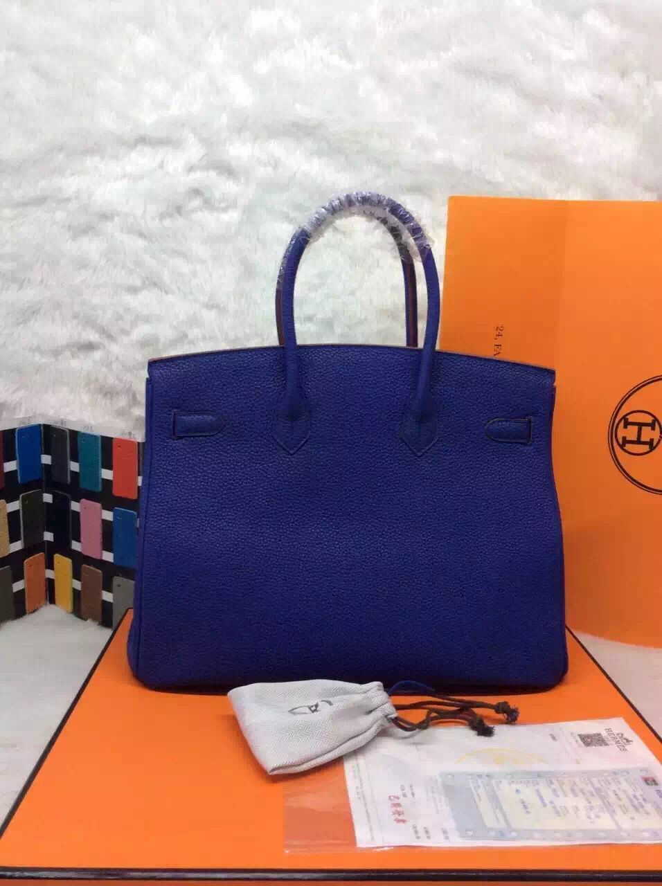 Hermes Birkin 35CM 30CM Tote Bag Grainy Leather H35H30 Blue Hermes Birkin 35CM 30CM Tote Bag Grainy Leather H35H30 Blue