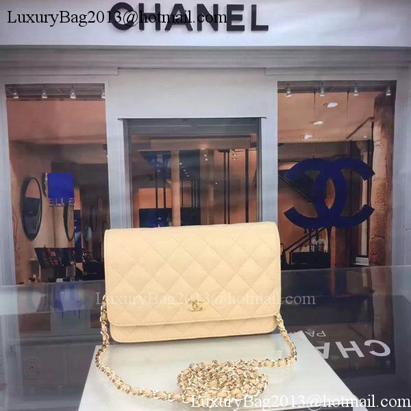 Chanel WOC mini Flap Bag Apricot Sheepskin A5373 Gold Chanel WOC mini Flap Bag Apricot Sheepskin A5373 Gold
