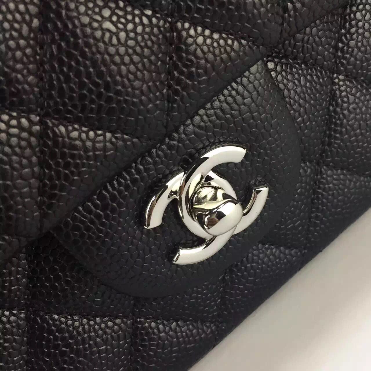 Chanel 2.55 Series Flap Bag Original Lambskin Leather Black Silver 1112 Chanel 2.55 Series Flap Bag Original Lambskin Leather Black Silver 1112