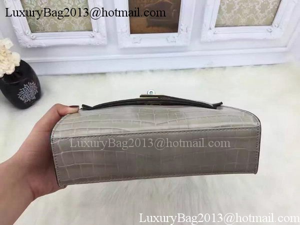 Hermes MINI Kelly 22cm Tote Bag Croco Leather KL22 Grey Hermes MINI Kelly 22cm Tote Bag Croco Leather KL22 Grey