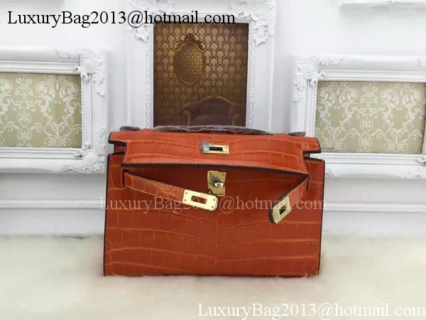 Hermes MINI Kelly 22cm Tote Bag Croco Leather KL22 Orange Hermes MINI Kelly 22cm Tote Bag Croco Leather KL22 Orange