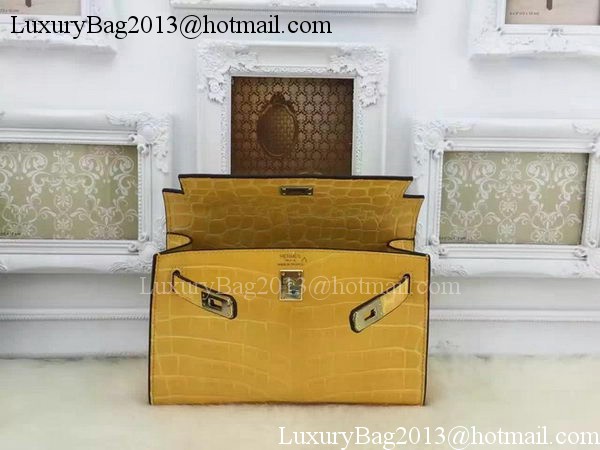 Hermes MINI Kelly 22cm Tote Bag Croco Leather KL22 Yellow Hermes MINI Kelly 22cm Tote Bag Croco Leather KL22 Yellow