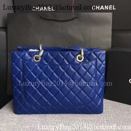 Chanel LE Boy Grand Shopping Tote Bag GST Blue Cannage Pattern A50995 Silver Chanel LE Boy Grand Shopping Tote Bag GST Blue Cannage Pattern A50995 Silver