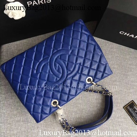 Chanel LE Boy Grand Shopping Tote Bag GST Blue Cannage Pattern A50995 Silver Chanel LE Boy Grand Shopping Tote Bag GST Blue Cannage Pattern A50995 Silver