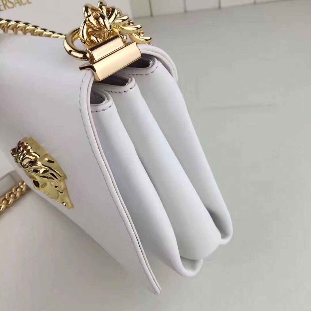 Versace Calfskin Leather Shoulder Bag VS170 White Versace Calfskin Leather Shoulder Bag VS170 White