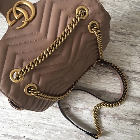 Gucci GG Marmont Matelasse Leather Shoulder Bag 443497 Apricot Gucci GG Marmont Matelasse Leather Shoulder Bag 443497 Apricot