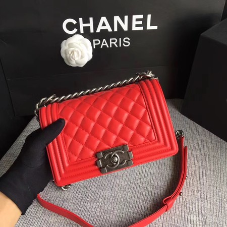Boy Chanel Flap Shoulder Bag Sheepskin Leather A67085 Red Boy Chanel Flap Shoulder Bag Sheepskin Leather A67085 Red