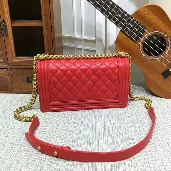 Boy Chanel Flap Shoulder Bag Sheepskin Leather 67086A Red Boy Chanel Flap Shoulder Bag Sheepskin Leather 67086A Red