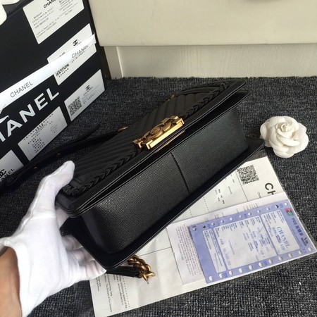 Boy Chanel Flap Bag Original Chevron Leather A67086 Black Boy Chanel Flap Bag Original Chevron Leather A67086 Black