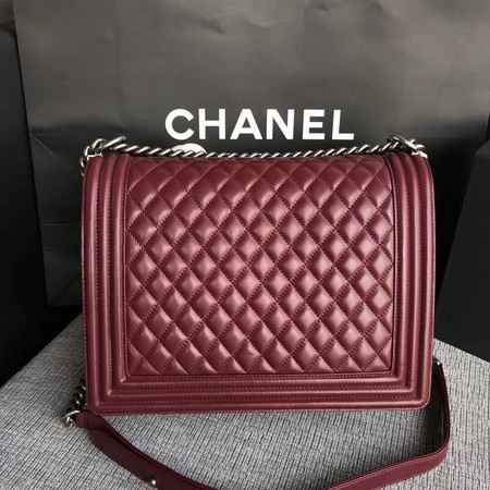 Boy Chanel Flap Shoulder Bag Wine Original Sheepskin Leather A67087 Silver Boy Chanel Flap Shoulder Bag Wine Original Sheepskin Leather A67087 Silver