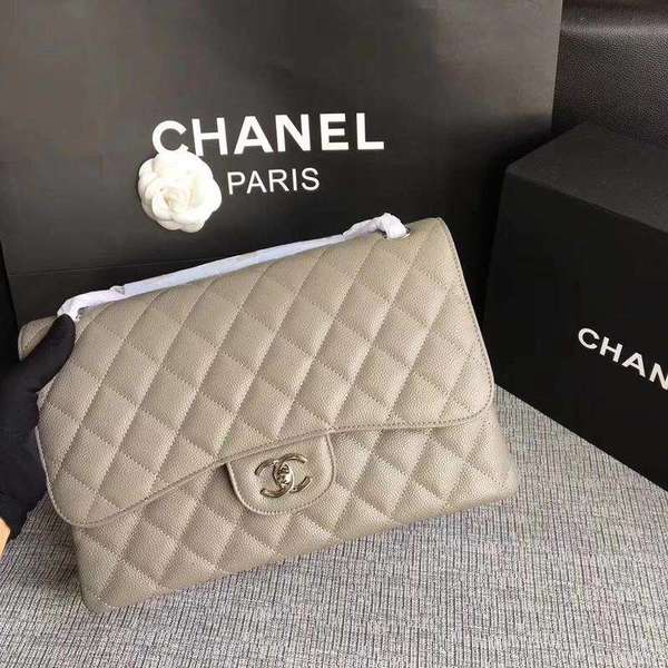 Chanel Flap Shoulder Bags Grey Original Calfskin Leather CF1113 Silver Chanel Flap Shoulder Bags Grey Original Calfskin Leather CF1113 Silver