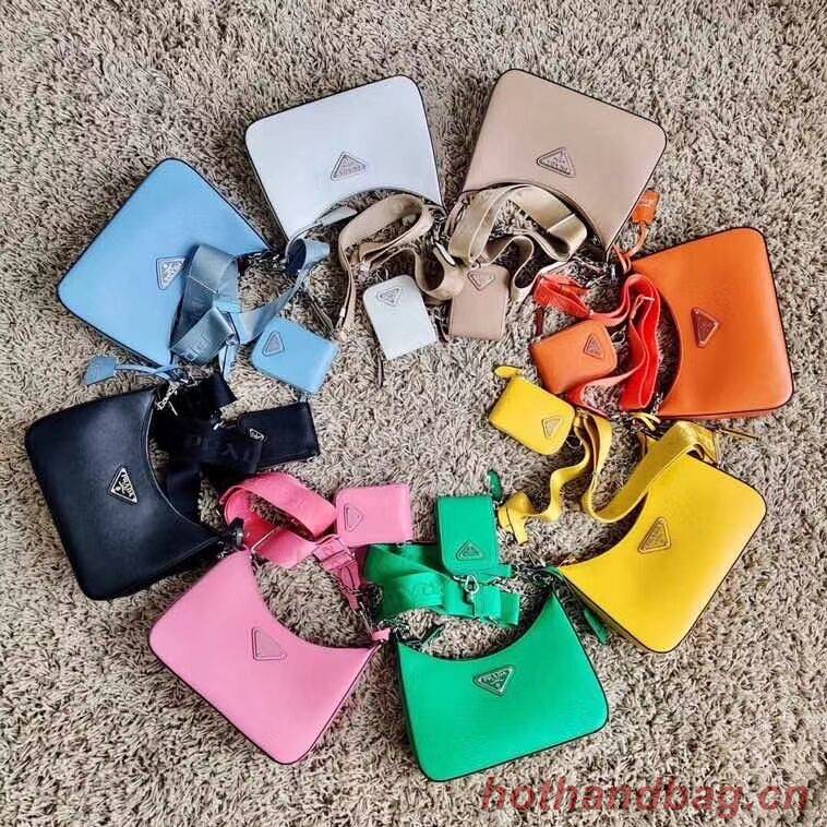 Prada Saffiano leather mini shoulder bag 2BH204 yellow Prada Saffiano leather mini shoulder bag 2BH204 yellow