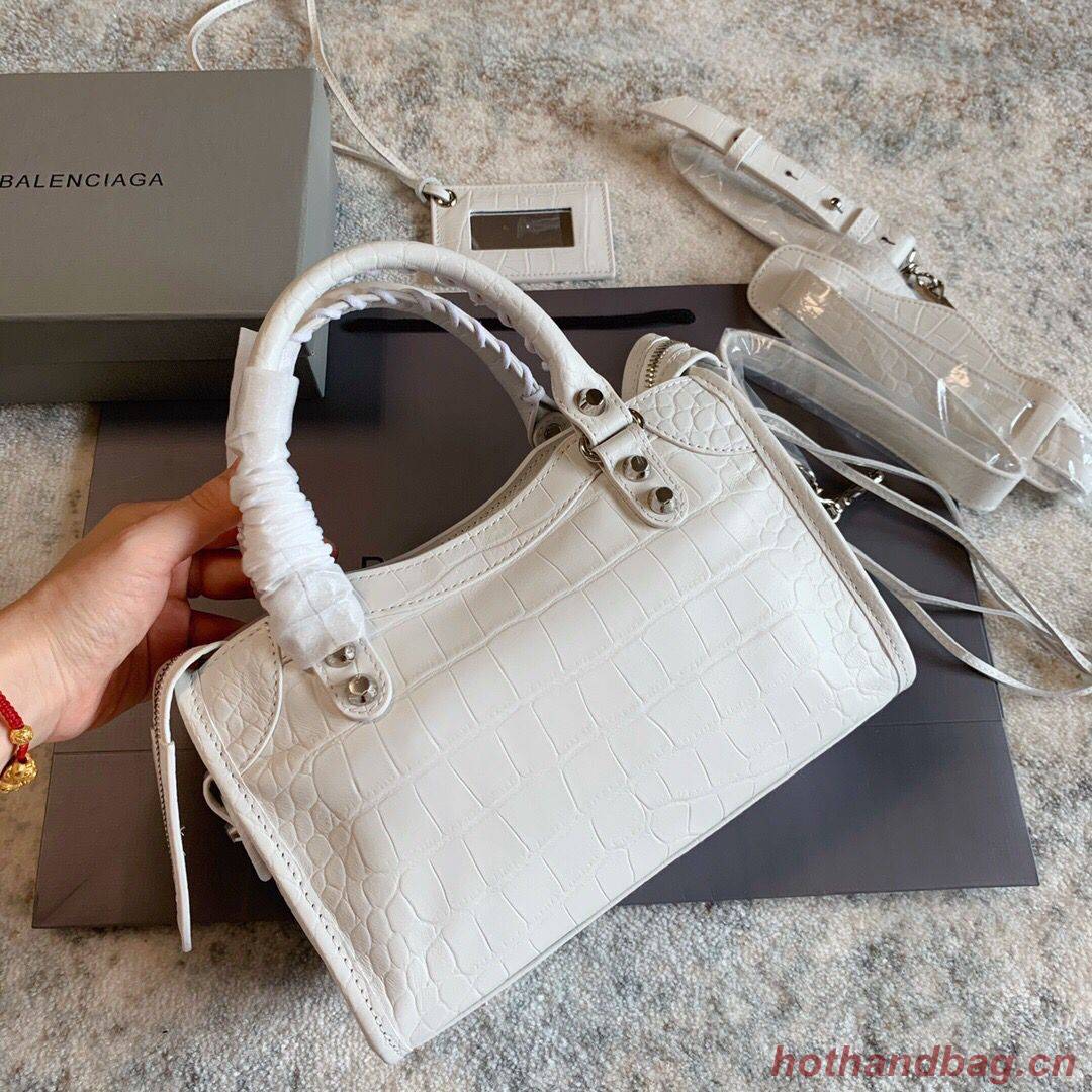 Balenciaga Classic Crocodile Leather Bag B300296 white Balenciaga Classic Crocodile Leather Bag B300296 white