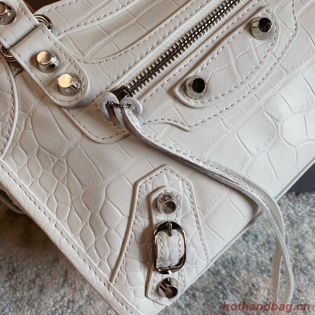 Balenciaga Classic Crocodile Leather Bag B300296 white Balenciaga Classic Crocodile Leather Bag B300296 white