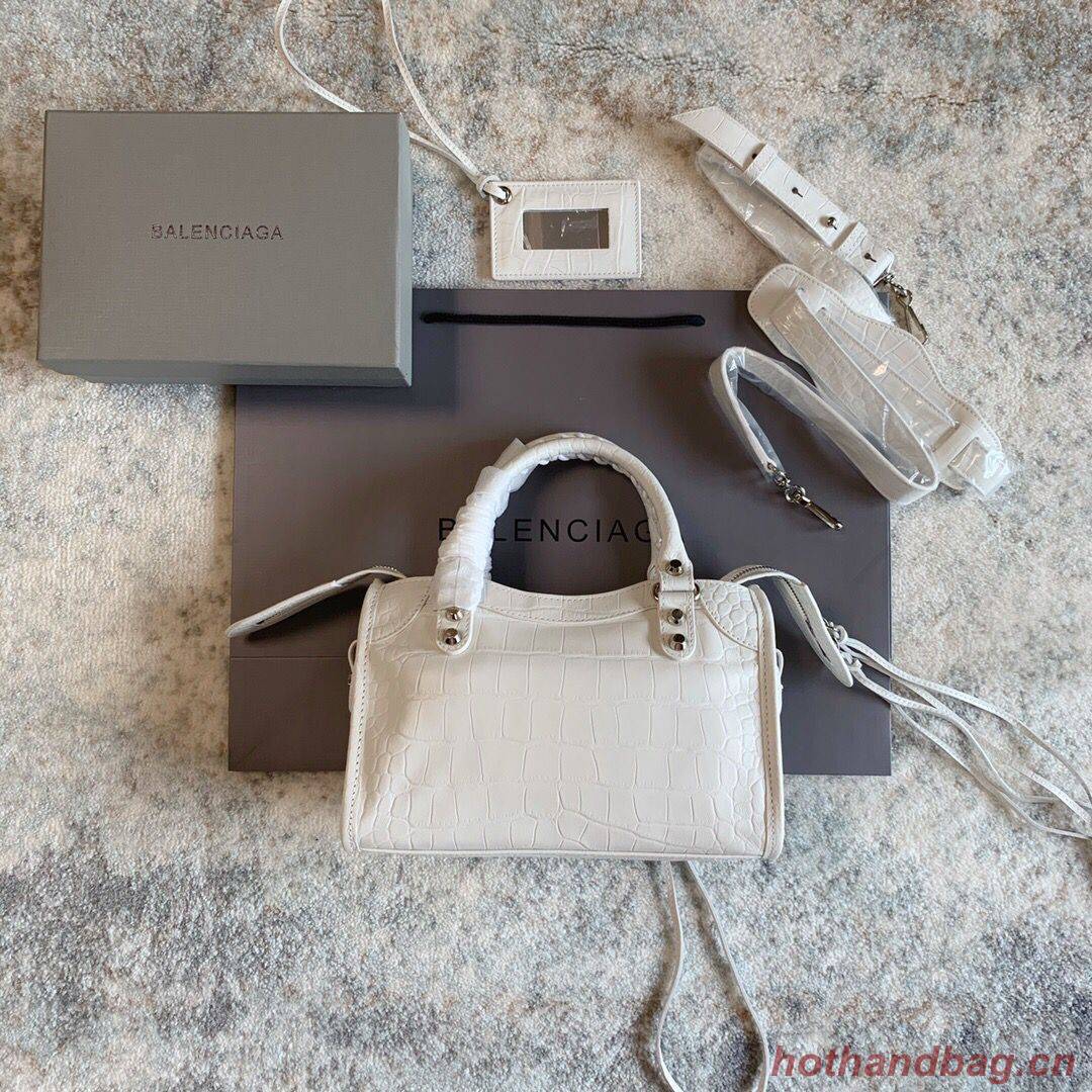 Balenciaga Classic Crocodile Leather Bag B300296 white Balenciaga Classic Crocodile Leather Bag B300296 white