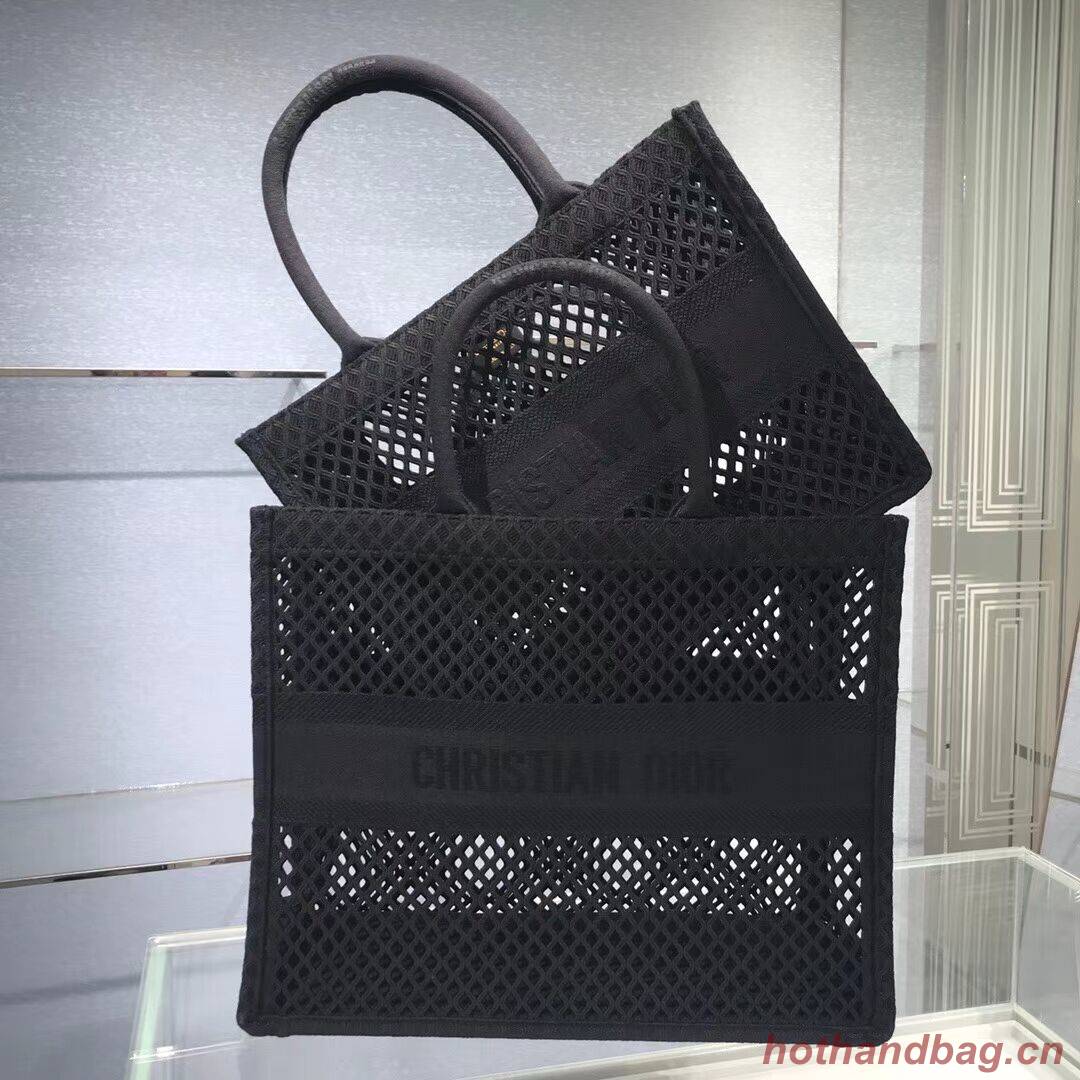 SMALL DIOR BOOK TOTE Black Mesh Embroidery M1296Z SMALL DIOR BOOK TOTE Black Mesh Embroidery M1296Z