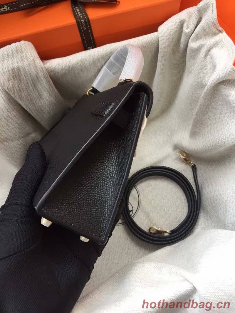 Hermes Kelly 19cm Shoulder Bags Epsom Leather KL19 black Hermes Kelly 19cm Shoulder Bags Epsom Leather KL19 black