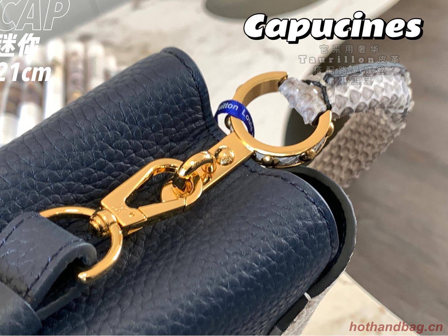 Louis Vuitton CAPUCINES PM Original Python Leather N80041 Navy Louis Vuitton CAPUCINES PM Original Python Leather N80041 Navy