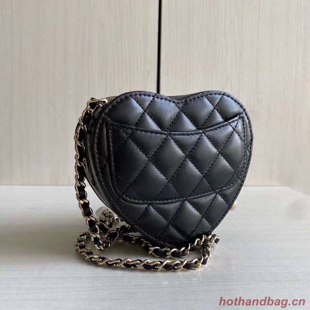 Chanel 2022S Love Heart Original Lambskin Crossbody Chain Mini Bag AS3191 Black Chanel 2022S Love Heart Original Lambskin Crossbody Chain Mini Bag AS3191 Black