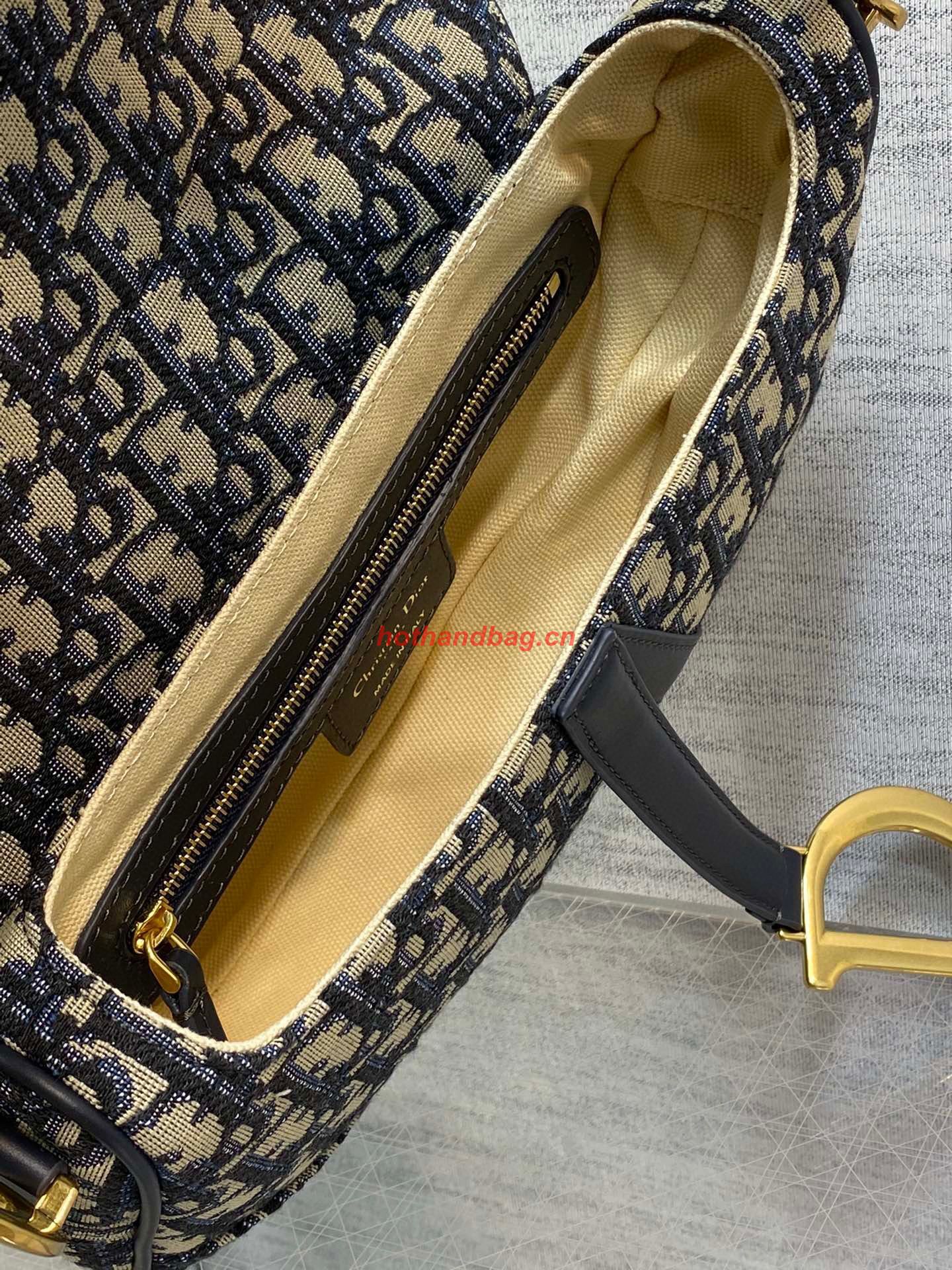 Dior Saddle Bag with Strap Oblique Jacquard M0488 Blue Dior Saddle Bag with Strap Oblique Jacquard M0488 Blue
