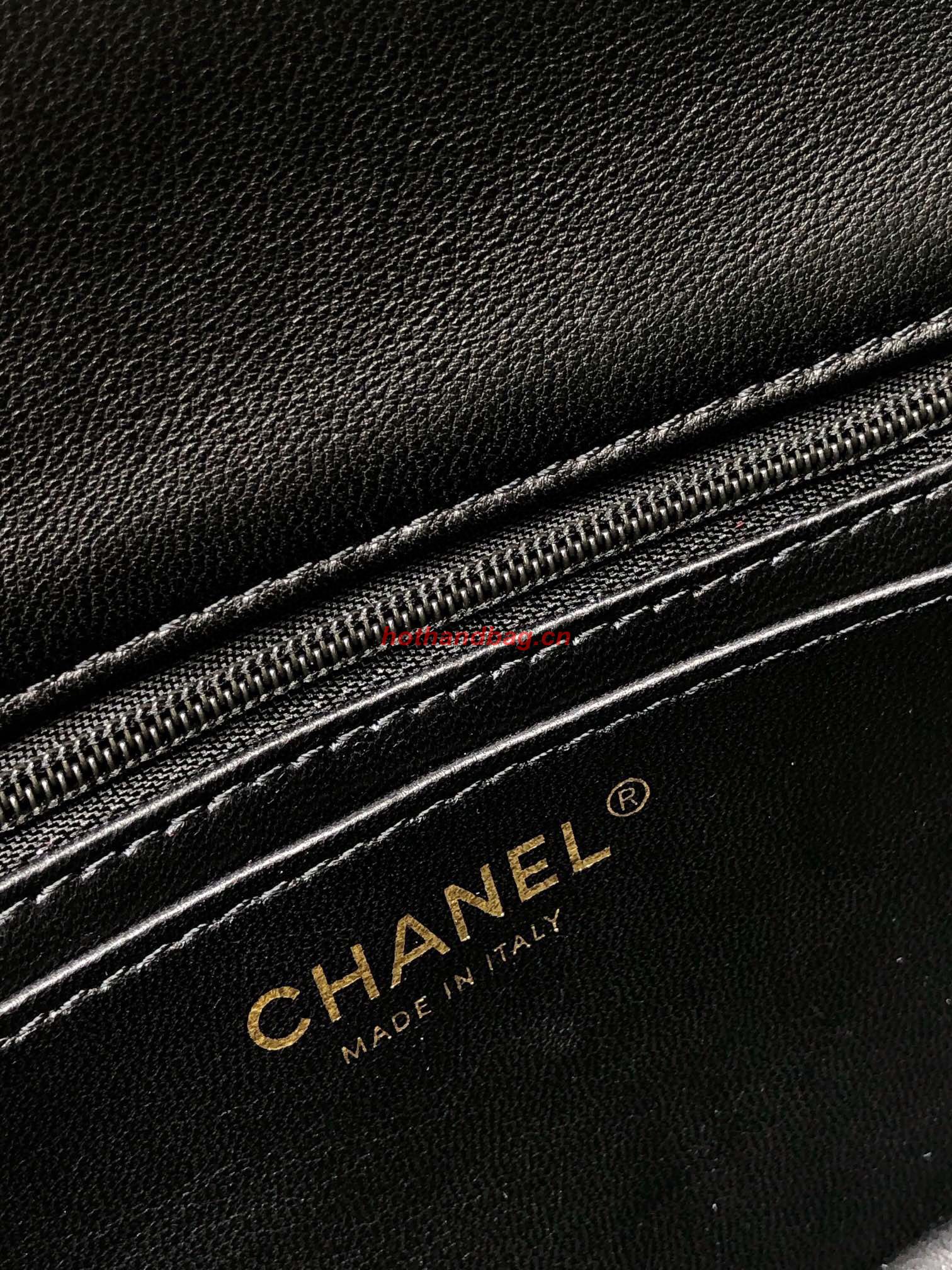 CHANEL mini flap bag with top handle AS2431 Black&Gold-Tone CHANEL mini flap bag with top handle AS2431 Black&Gold-Tone