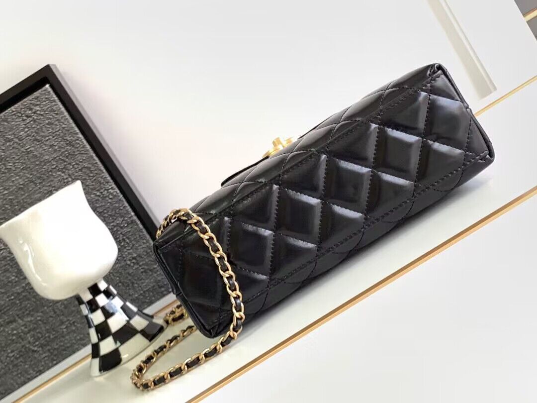 Chanel 23k Vintage Kelly Original Leather Top Handle Bag AS4416 Black Chanel 23k Vintage Kelly Original Leather Top Handle Bag AS4416 Black