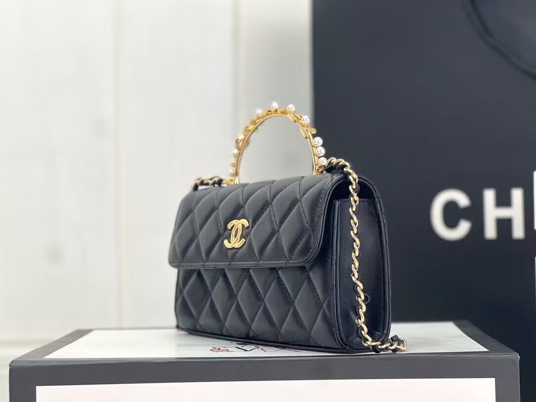 CHANEL 22B Kelly Pearl Top Handle Bag AP3562 Black CHANEL 22B Kelly Pearl Top Handle Bag AP3562 Black