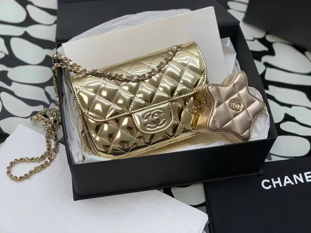 Chanel Mini Flap Bag & Star Coin Bag AS4646 Gold Chanel Mini Flap Bag & Star Coin Bag AS4646 Gold