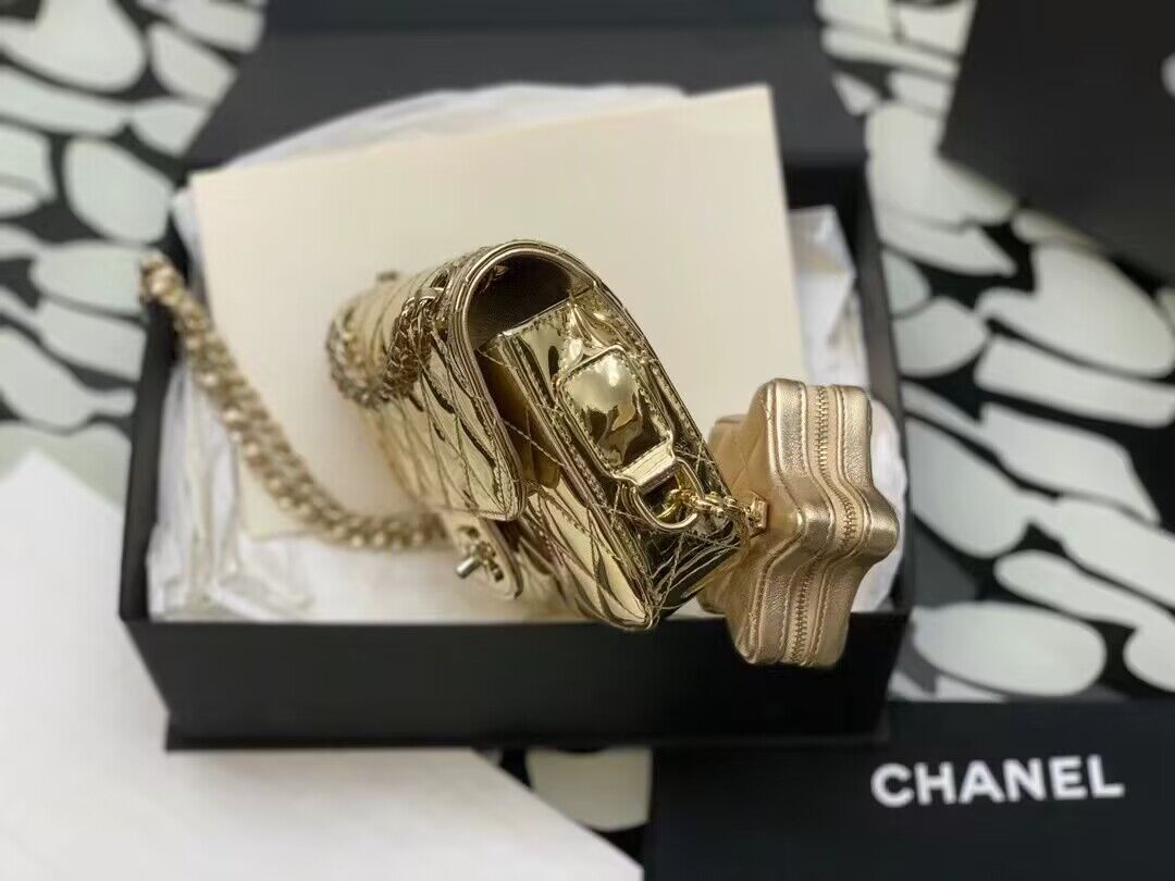Chanel Mini Flap Bag & Star Coin Bag AS4646 Gold Chanel Mini Flap Bag & Star Coin Bag AS4646 Gold