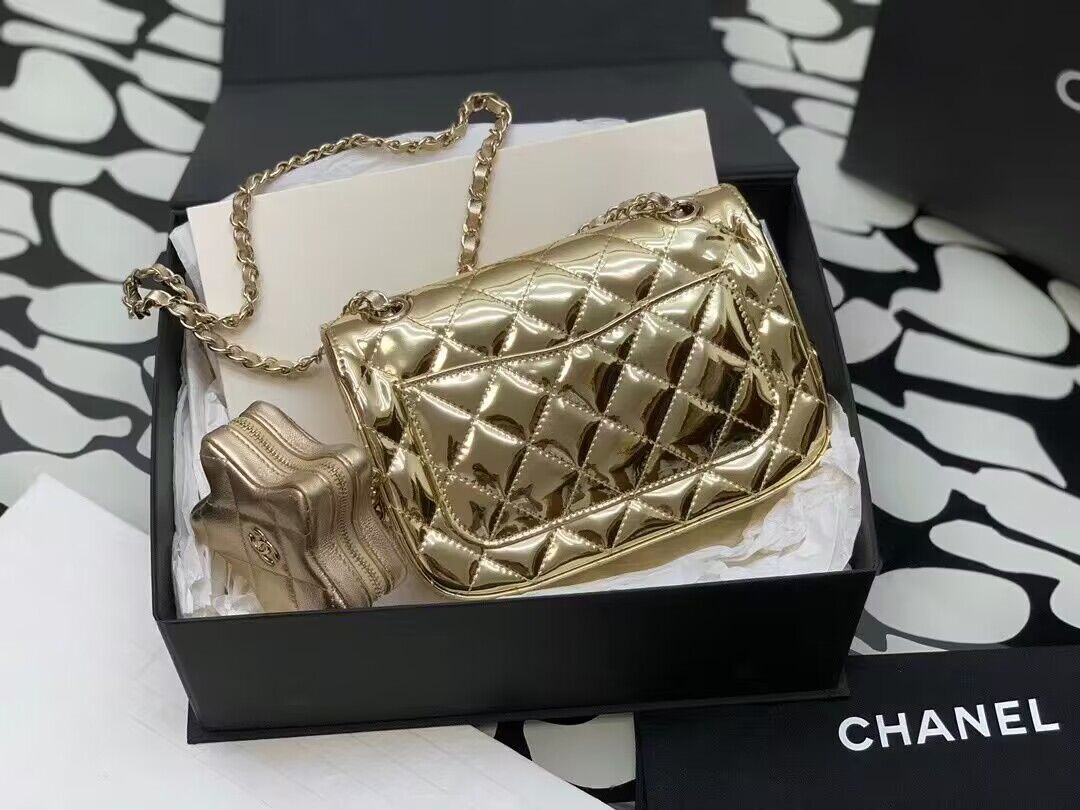 Chanel Mini Flap Bag & Star Coin Bag AS4646 Gold Chanel Mini Flap Bag & Star Coin Bag AS4646 Gold