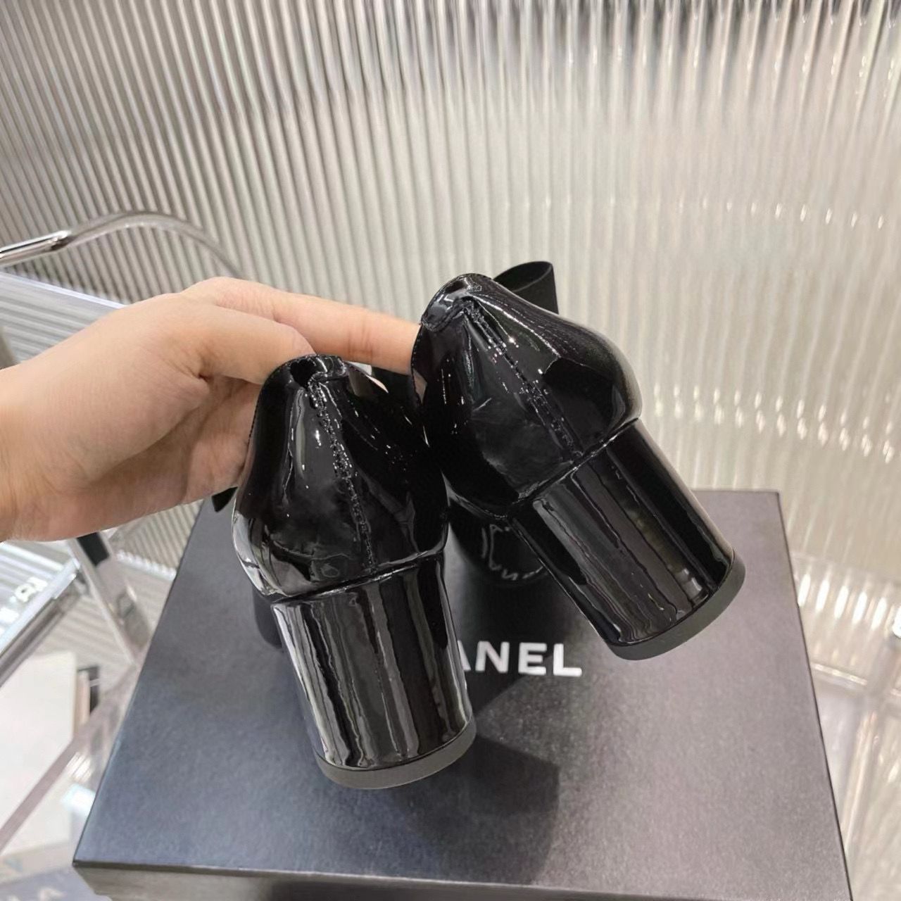 Chanel 24C Bow Mary Jane Shoes Original Patent Calf Leather 55MM Heels C85923 Black Chanel 24C Bow Mary Jane Shoes Original Patent Calf Leather 55MM Heels C85923 Black