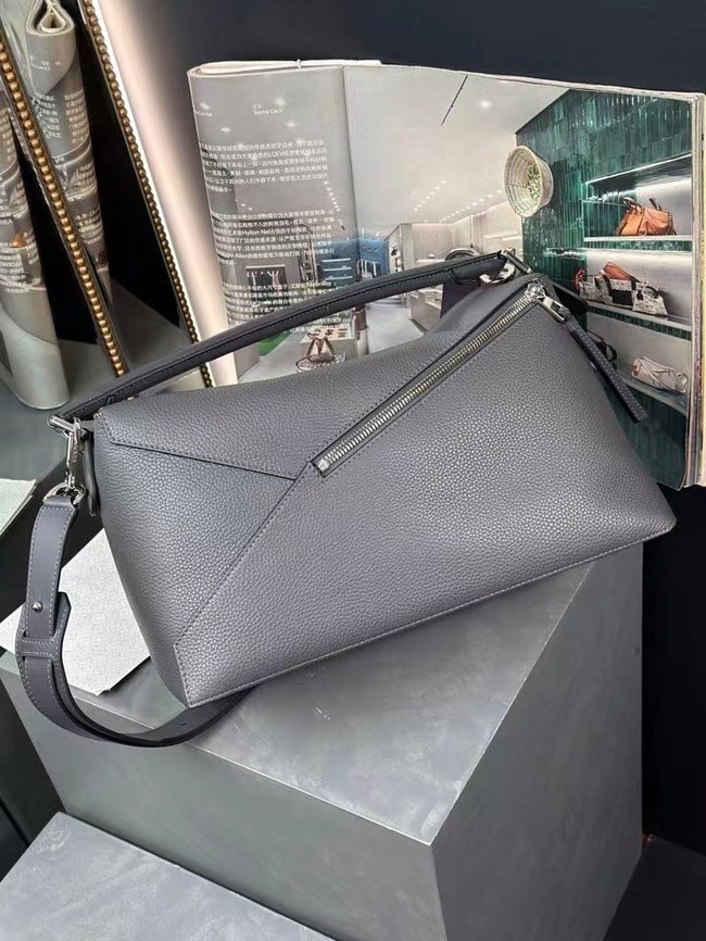 Loewe Large grainy cowhide leather Puzzle bag 231095 dark gray