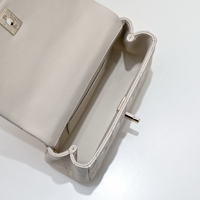 Chanel MINI FLAP BAG CLUTCH WITH CHAIN Gold-Tone Metal AS4591 Beige
