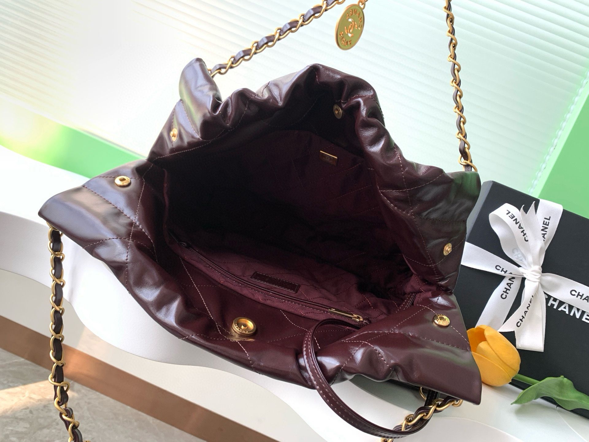 CHANEL 22 MINI HANDBAG AS3260 Dark Brown CHANEL 22 MINI HANDBAG AS3260 Dark Brown