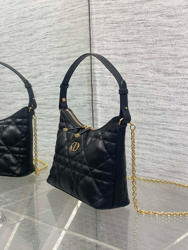 Miss Caro Diorling Mini Bag with Chain Black Macrocannage Lambskin S5253U