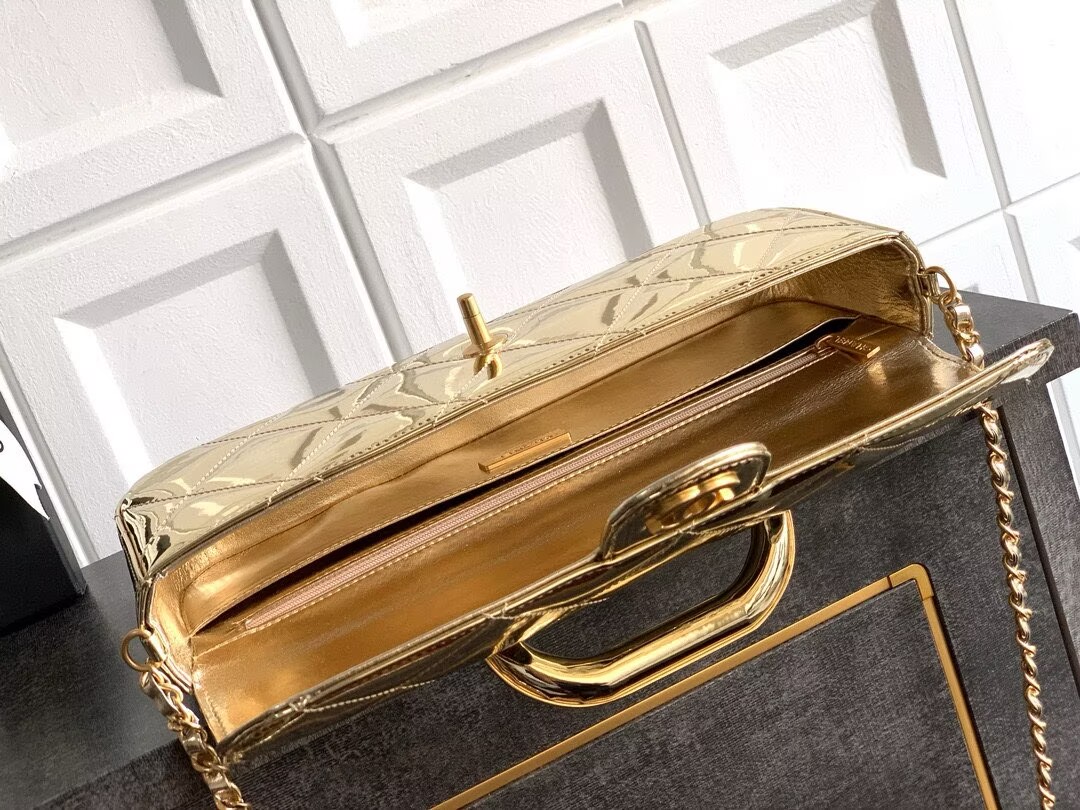 Chanel 25K Original Patent Leather Top Handle Bag A6321 Gold Chanel 25K Original Patent Leather Top Handle Bag A6321 Gold
