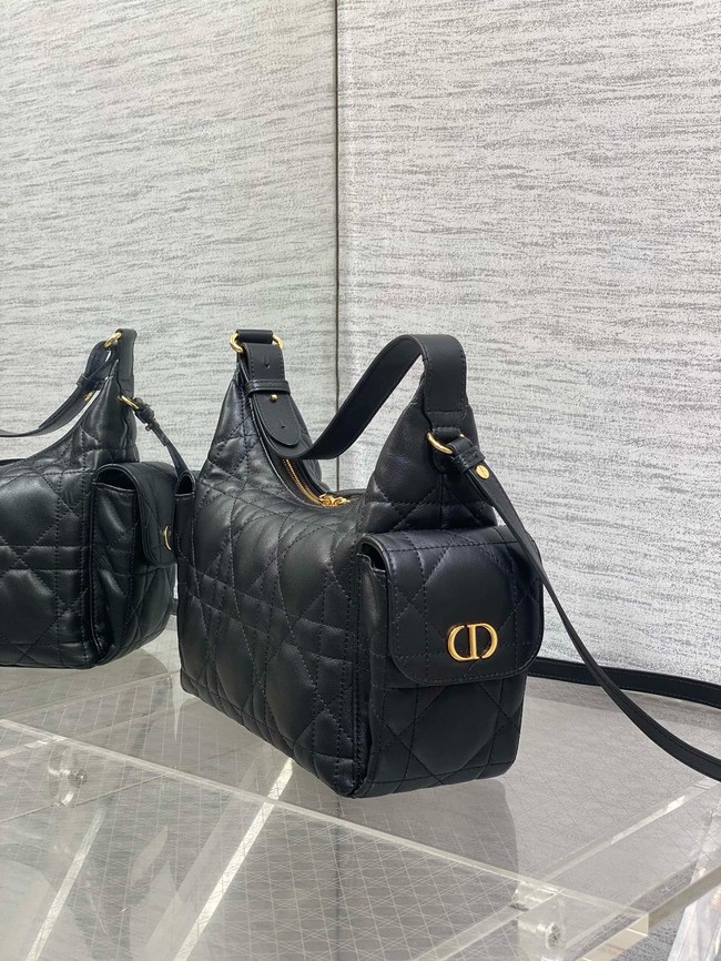 Dior Medium D-Dream Bag Macrocannage Lambskin M6323UU black