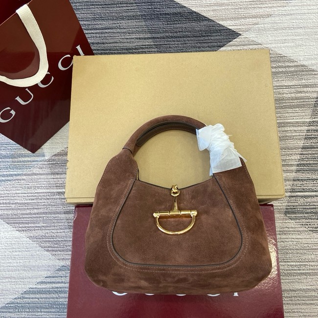 Gucci Beatrix medium tote bag suede 850926 dark brown suede