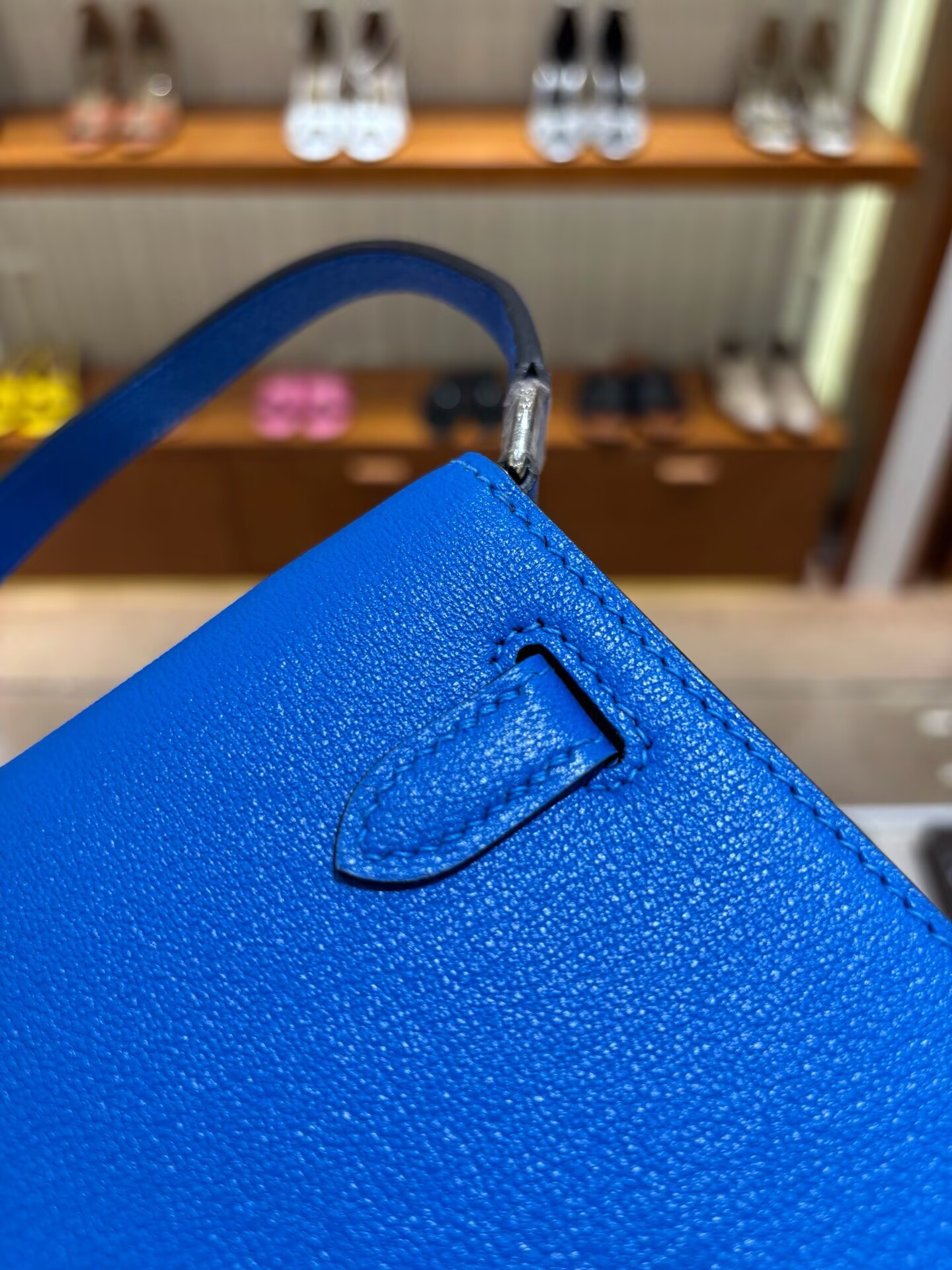 Hermes Kelly Elan Original Leather Ostich Feathers Bag 83210 Blue Hermes Kelly Elan Original Leather Ostich Feathers Bag 83210 Blue