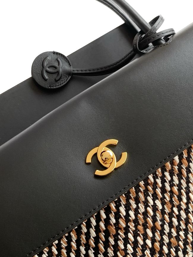 Chanel 26S Grained Calfskin Shopping Bag AS6289 black&Fabric
