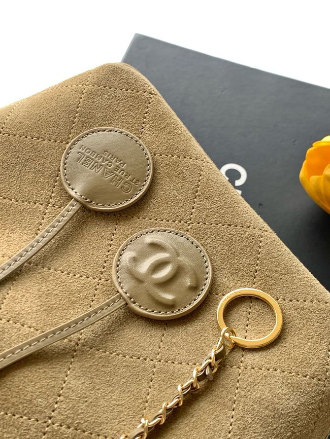 Chanel Suede Calfskin Shoulder Bag AS6268 Khaki