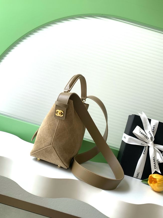 Chanel Suede Calfskin Shoulder Bag AS6268 Khaki