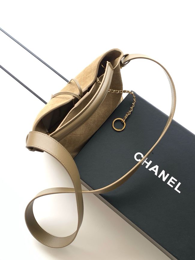 Chanel Suede Calfskin Shoulder Bag AS6268 Khaki