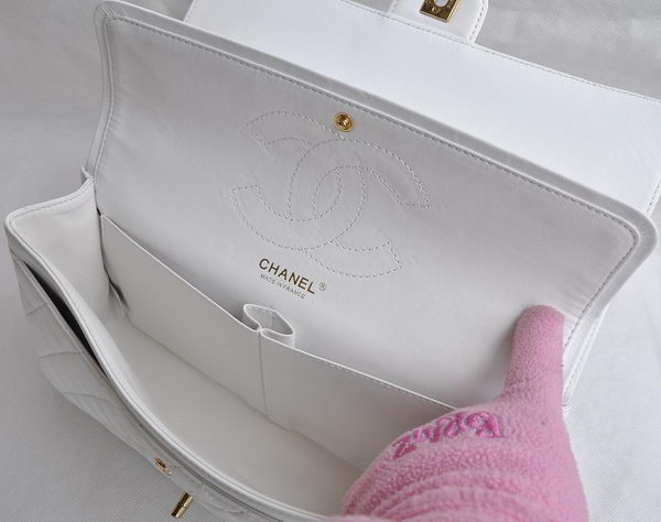 Chanel Classic 2.55 Series White Lambskin Golden Chain Quilted Flap Bag 1113 Chanel Classic 2.55 Series White Lambskin Golden Chain Quilted Flap Bag 1113