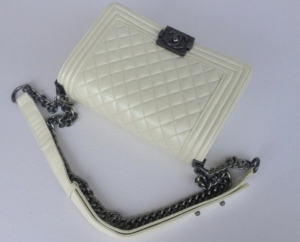 Chanel A67086 Offwhite Le Boy Flap Shoulder Bag Silver Chanel A67086 Offwhite Le Boy Flap Shoulder Bag Silver